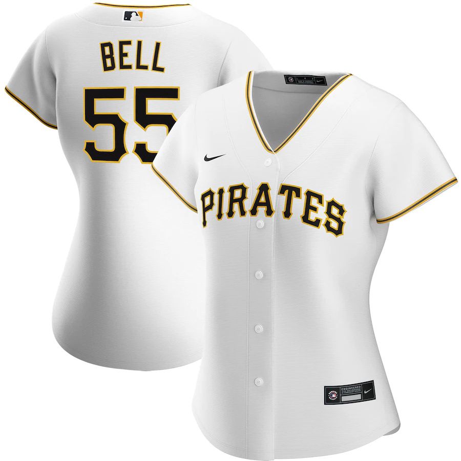 Womens Pittsburgh Pirates 55 Josh Bell Nike White Home Replica Player MLB Jerseys